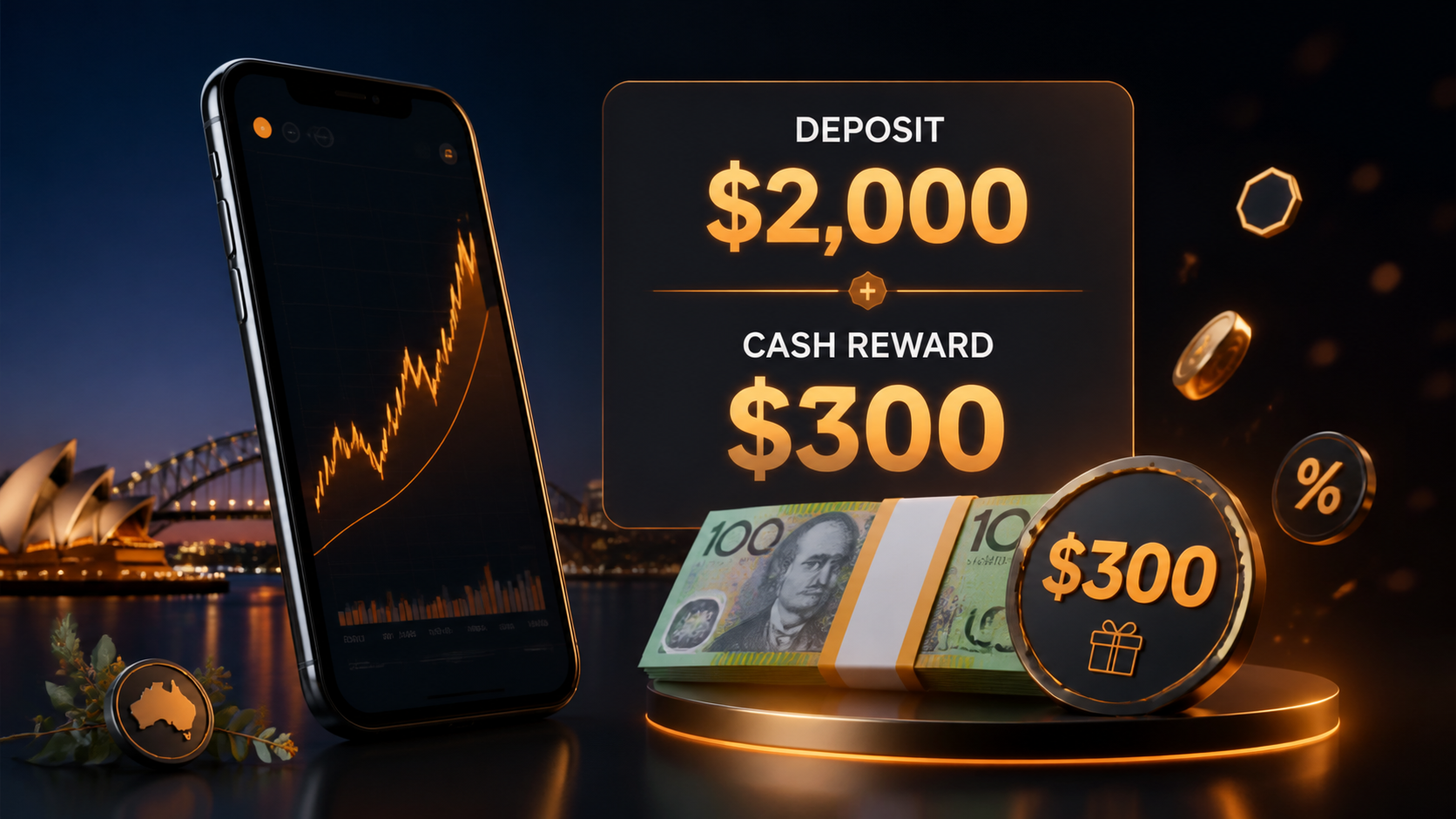 澳洲券商开户入金与300澳元现金奖励视觉